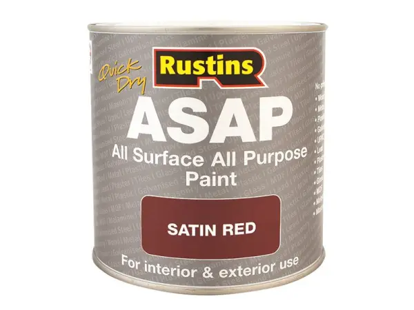 Rustins ASAP Farbe Rot 500ml, schnell trocknend, seidenglänzend