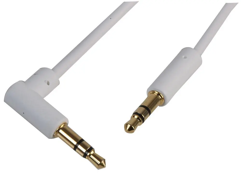 PRO SIGNAL Slim 3.5mm Stereo Jack Lead, 90° Plug, 3m White