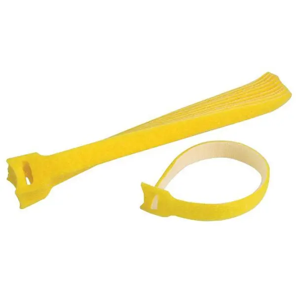 PRO POWER Hook & Loop Cable Ties Yellow 250mm x 12mm 10 Pack