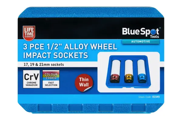 Blue Spot Tools Set Soket Impak Aloi Tayar 17,19,21mm (3 Keping)