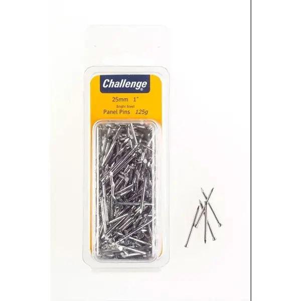 Challenge Bright Steel Panel Pins 25mm, 75g Pack