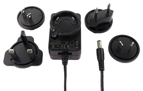 ECOPAC POWER Interchangeable AC/DC Plugtop Power Supply with 2.1mm Plug - 12V 1A 12W
