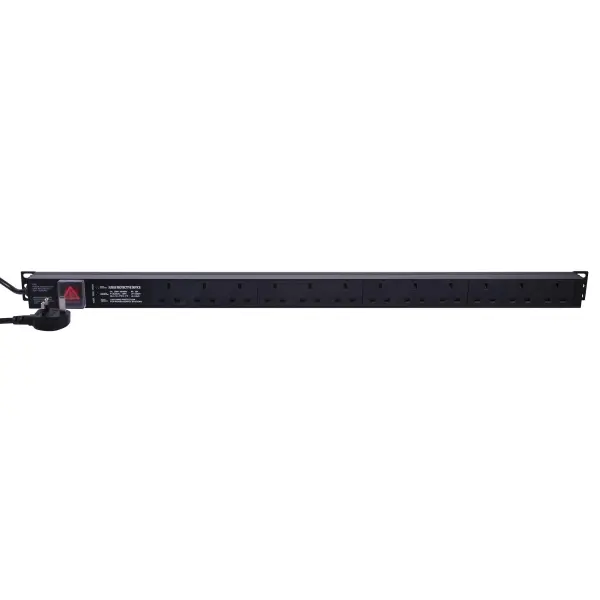 POWERCOOL 12 Gang Rack Mount PDU with Surge Protection, UK Mains, 1U