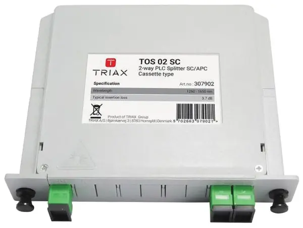 TRIAX PLC Splitter, 2-Way, TOS 02 SC, for FTTX/PON Networks