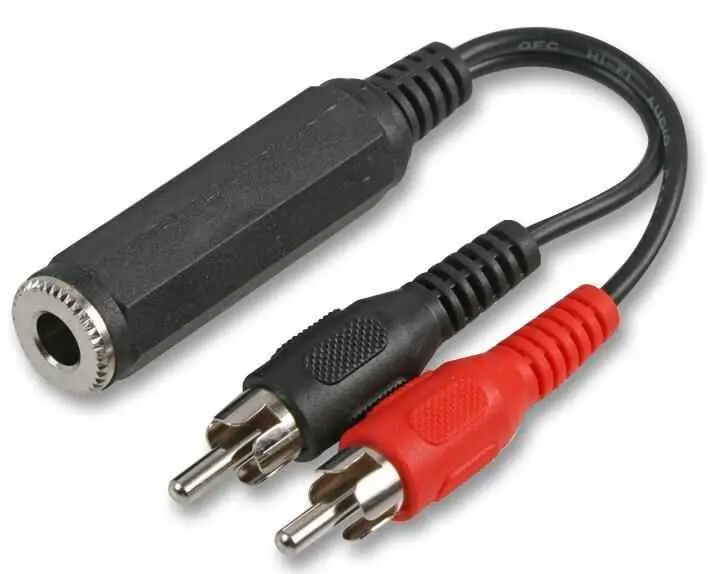 Pro Signal 스테레오 6.35mm 잭 to 2x RCA 오디오 케이블, 500mm 블랙