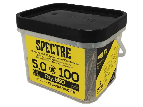ForgeFix Spectre™ PZ Compatible Wood Screw, CSK, ZYP - 5.0 x 100mm Mega Tub 850