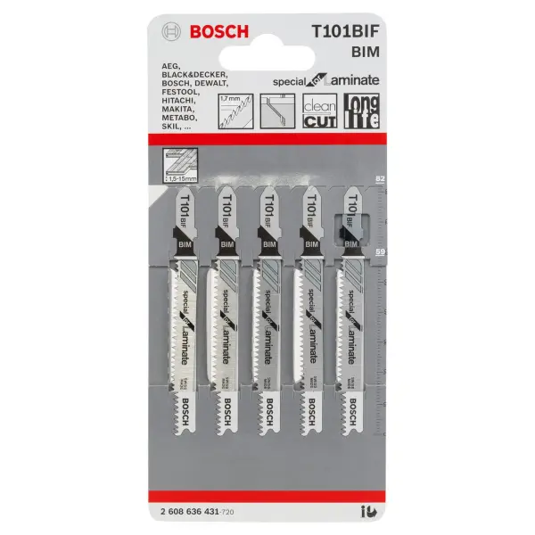 Bosch T101BIF 木地板专用曲线锯条 5支装
