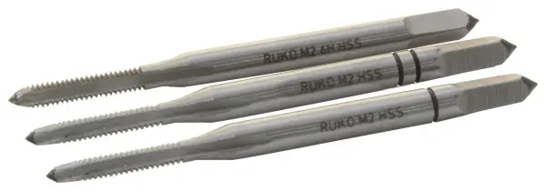RUKO High-Speed Steel 3-Piece Hand Tap Set - M2