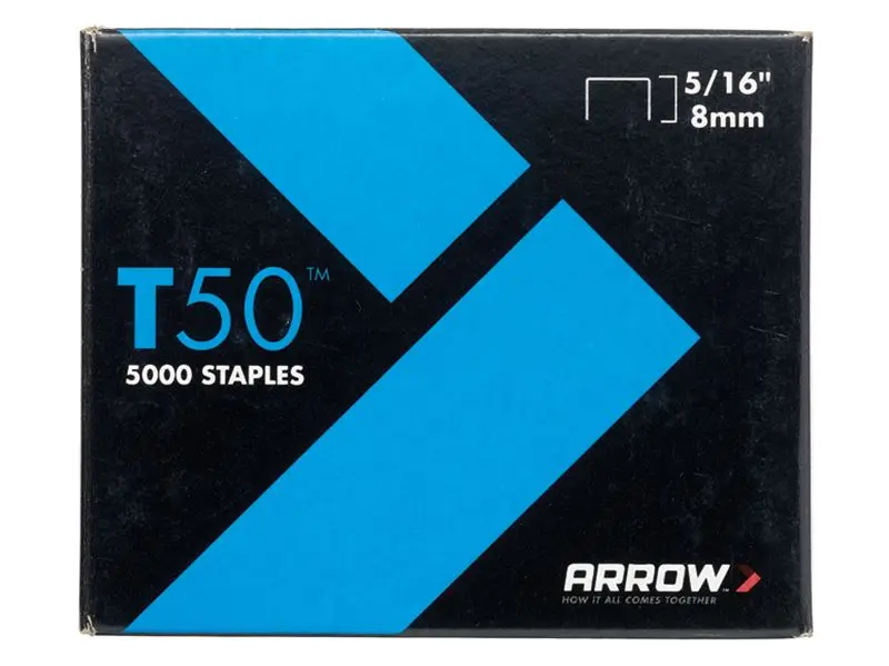 Arrow T50ステープル 8mm（5/16インチ） 5000本入り（1250本x4箱）