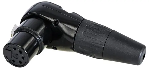 REAN Conector XLR Hembra de 5 Polos en Ángulo Recto, Negro, Cuerpo de Zinc, Bañ
