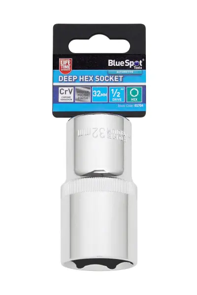 Blue Spot Tools 32mm 加长六角套筒 1/2寸驱动