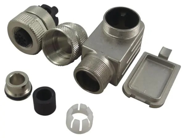 BINDER 763 Series M12 5-Way Right Angle Socket, Stainless Steel