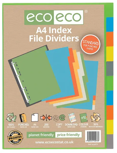 ECO-ECO A4 Recycled Index File Dividers
