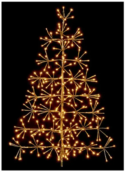 RARAION Albero Luminescente a Esplosione Stellare Oro 60cm con LED Bianco Caldo