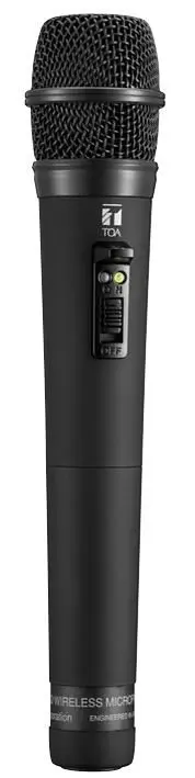 Microfone Portátil Sem Fios TOA UHF, 64 Canais, com Pilha AA