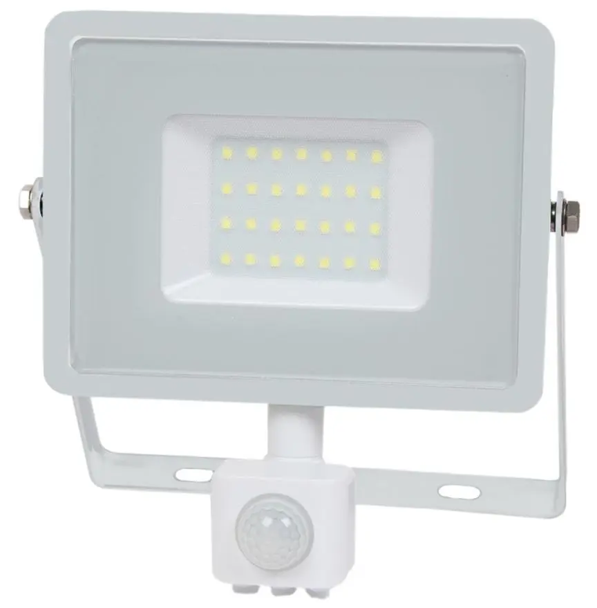 V-TAC 30W LED Floodlight with PIR, 4000K, White