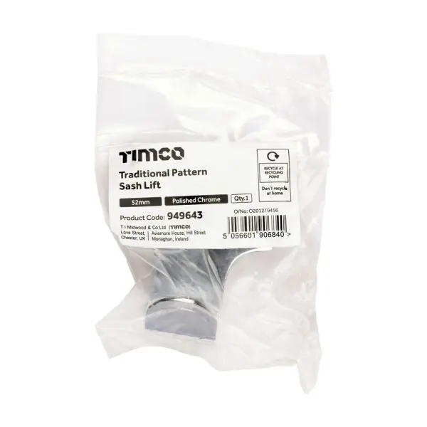 Timco - Poignée de fenêtre à guillotine - Chrome poli