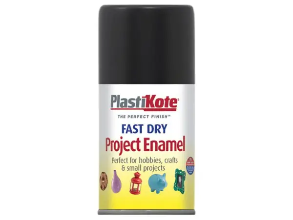 PlastiKote Tinta Esmalte Spray Secagem Rápida, Preto Brilhante, 100 ml
