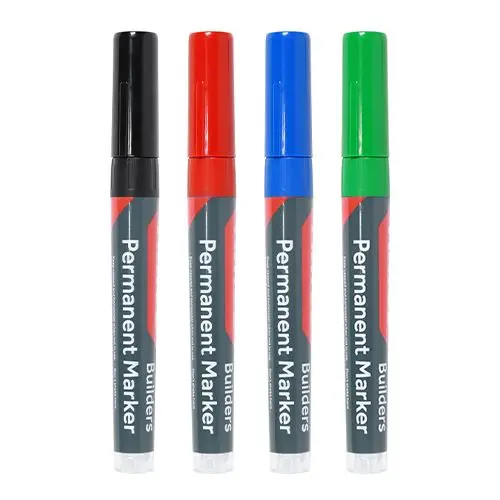 Timco Fine Tip Permanent Markers, Mixed Colours, 4-Pack