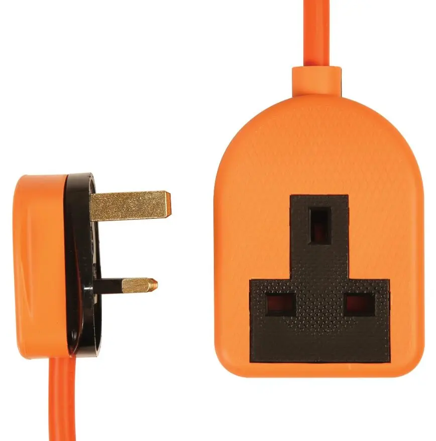 PRO ELEC Rubber Mains Extension Lead, 1 Gang, 13A, 2m, Orange