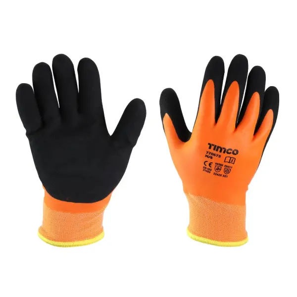Timco Guante Aqua Thermal Grip - Látex Arenado, Naranja/Negro (Talla 8/M)