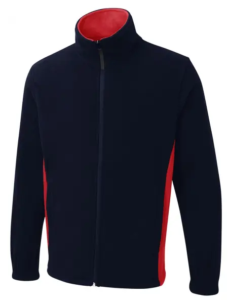 Uneek Unisex Two-Tone Fleece Jacket, Navy/Red, XL