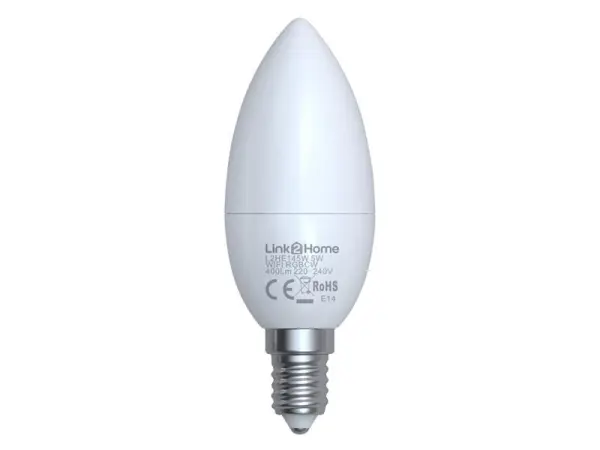 Link2Home Bombilla LED E14 Dimmable Wi-Fi, Blanca + RGB, 400 lm, 5W