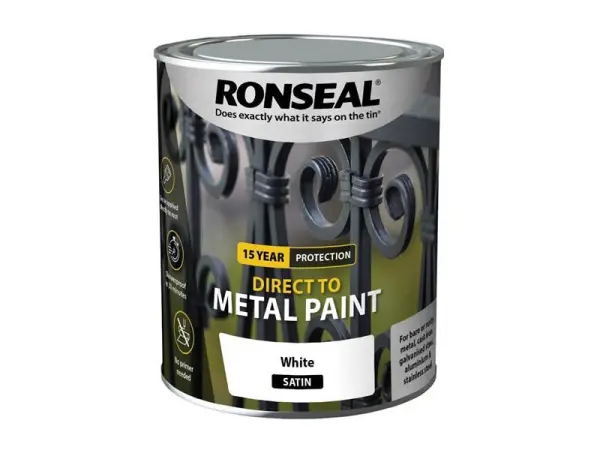 Ronseal Direct to Metal Verf Wit Satin 750ml
