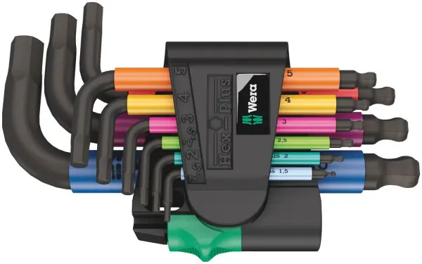 Wera - Set Kunci L Hex-Plus Multicolor 2, metrik, BlackLaser, 9 keping - 051331