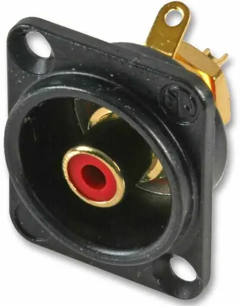 NEUTRIK NF2D-B-2 Phono D Socket, Black with Red Washers
