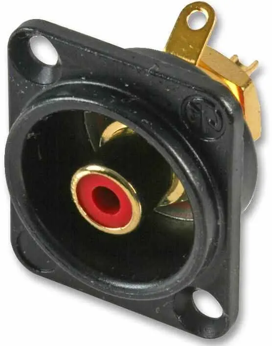 NEUTRIK NF2D-B-2 Phono D-Socket, Zwart met Rode O-ring