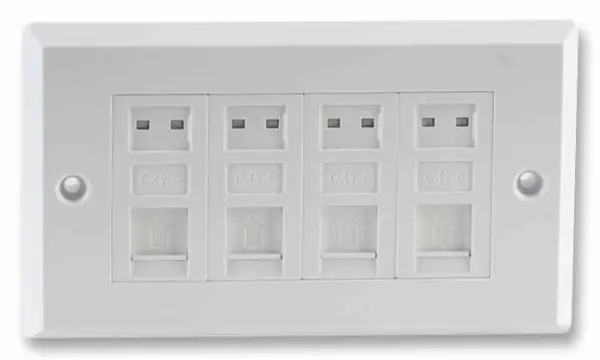 Plaque frontale 4 ports RJ45 Cat6 Pro Signal, 86mm x 147mm