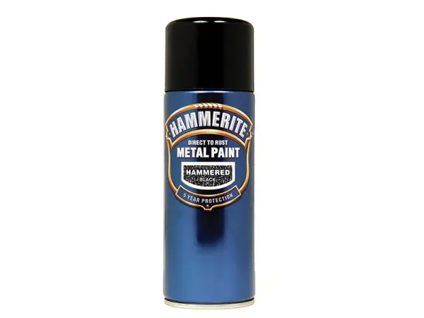 Hammerite Tinta Spray para Metal Efeito Martelado, Direto à Ferrugem, Preto, 1x