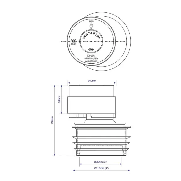 McAlpine VP50P Zawór Powietrza Push-Fit, Szary