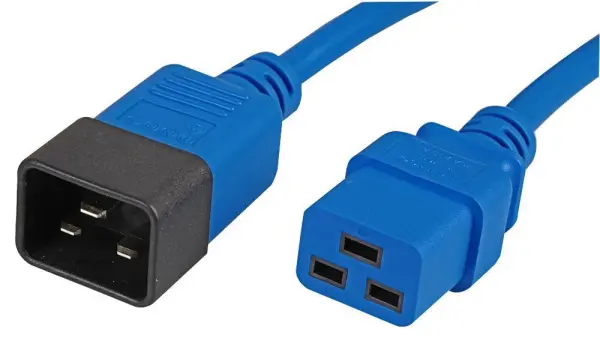 PRO ELEC IEC C20 to C19 Extension Lead, Blue, 3m, 16A, 250V