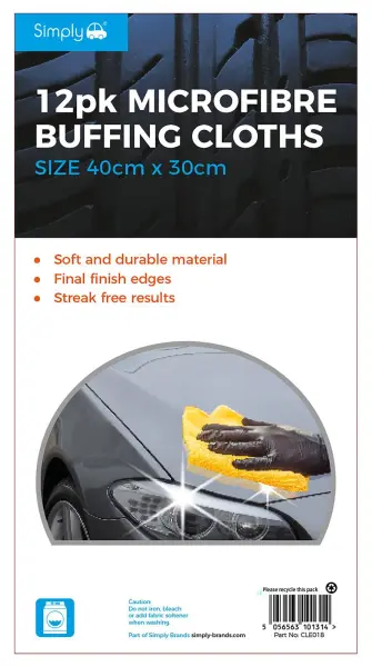 SIMPLY Microfibre Buffing Cloths Pack of 12