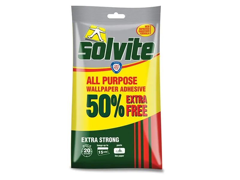 Solvite Extra Strong Wallpaper Adhesive for All Wallpaper Types - 10 Roll Sache