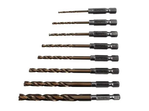 Faithfull Quick Change Impact Drill Bit Set, M35 Cobalt Steel, 8 Piece