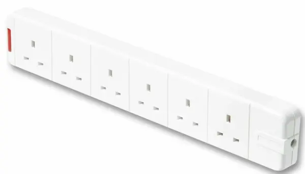 MASTERPLUG - Multiprise 6 Prises Réversible, Blanc ABS, 13A