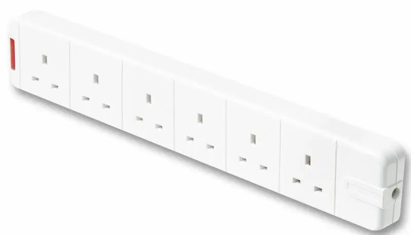 MASTERPLUG 6구 재배선 가능 멀티탭, 화이트 ABS, 13A