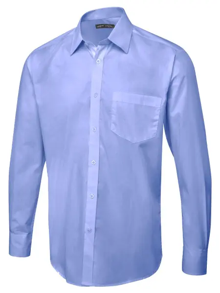 Uneek Unisex Camisa Poplin Manga Larga - 65% Poliéster, 35% Algodón - Azul Clav