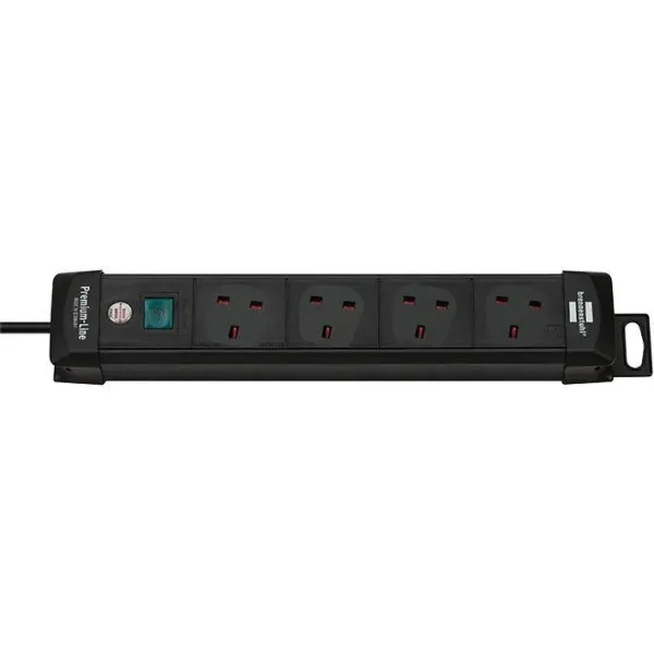 Brennenstuhl 4 Gang Switched Extension Lead, 1.8m, Black