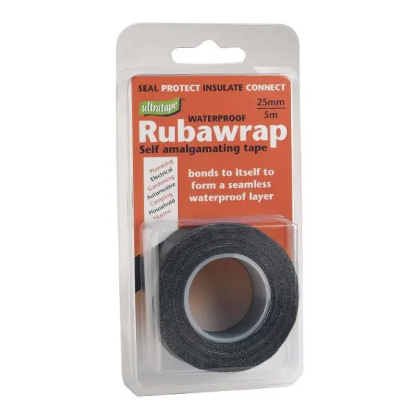 Ultratape Rubawrap Waterproof Self-Amalgamating Tape, 25mm x 5m, Black
