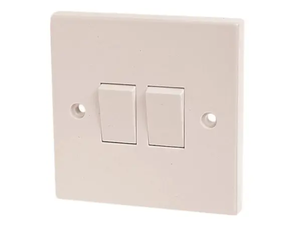 Dencon 2-Gang 2-Way Light Switch, White, 10A
