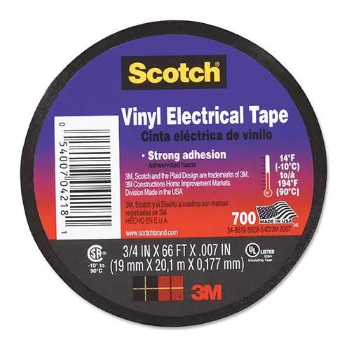 Scotch 3M Vinyl Electrical Tape 700 Black 19mm x 20m