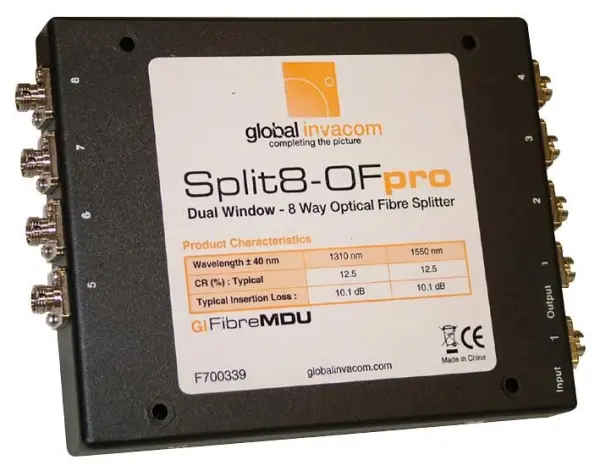 Global Communications 8-Way Optical Fibre Splitter, 1310nm & 1550nm