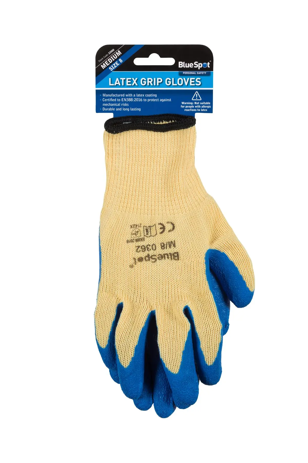 Blue Spot Guantes de Goma con Agarre (Mediano) - Certificación EN388:2016