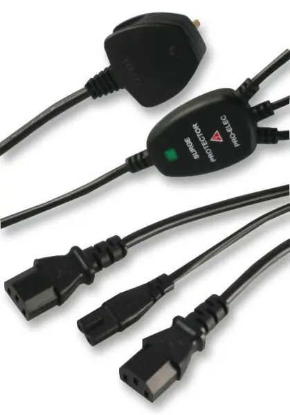 PRO ELEC IEC Splitter with Surge Protector, 2x IEC & Fig 8, 2.3m