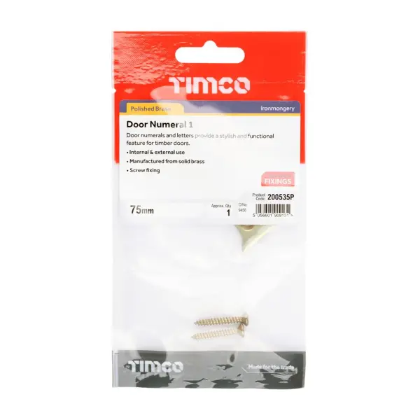 Timco Nombor Pintu Kuningan – Kuningan Berkilau 75mm