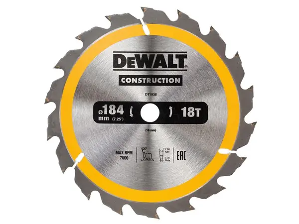 DEWALT 丸鋸 作業用 184mm 18T 荒材用